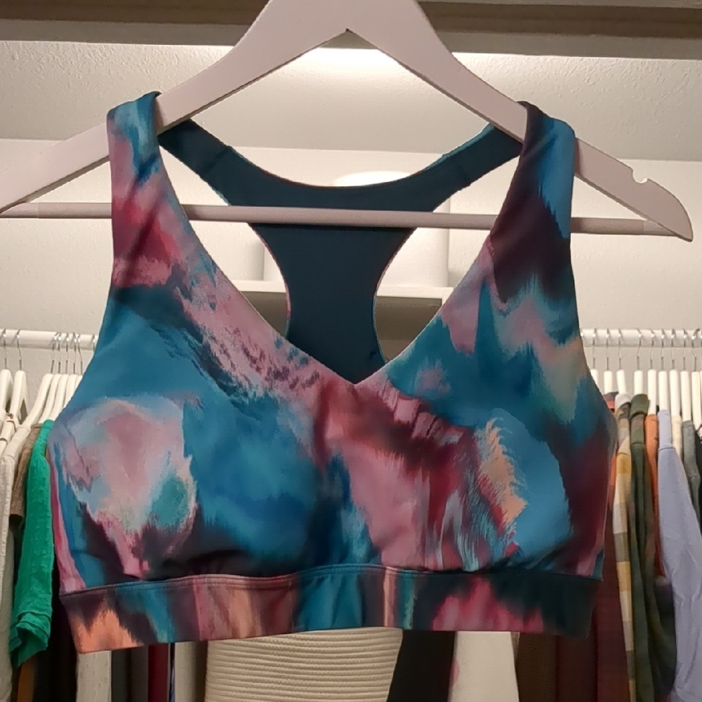 Tek Gear Blue and Pink Sports Bra with Racerback Design